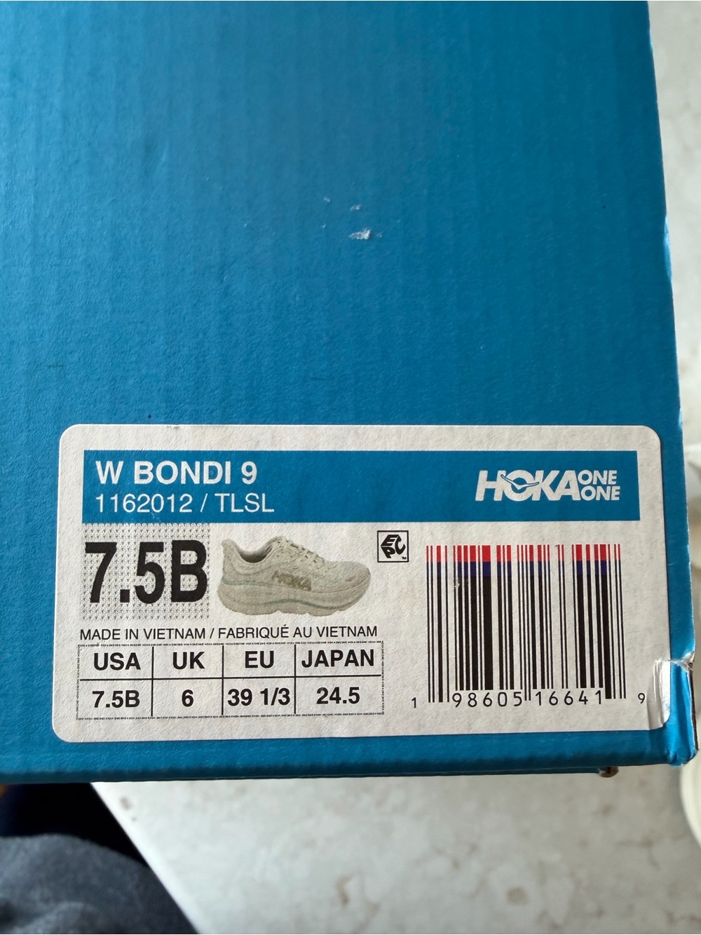 Hoka One One Bondi 9  Womens #1162012 Truffle Sea Salt Glass Running Gym Sz.7.5 - Picture 7 of 7